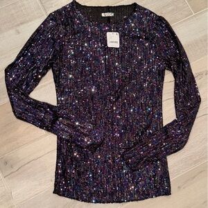Free People Purple Sequin Top
